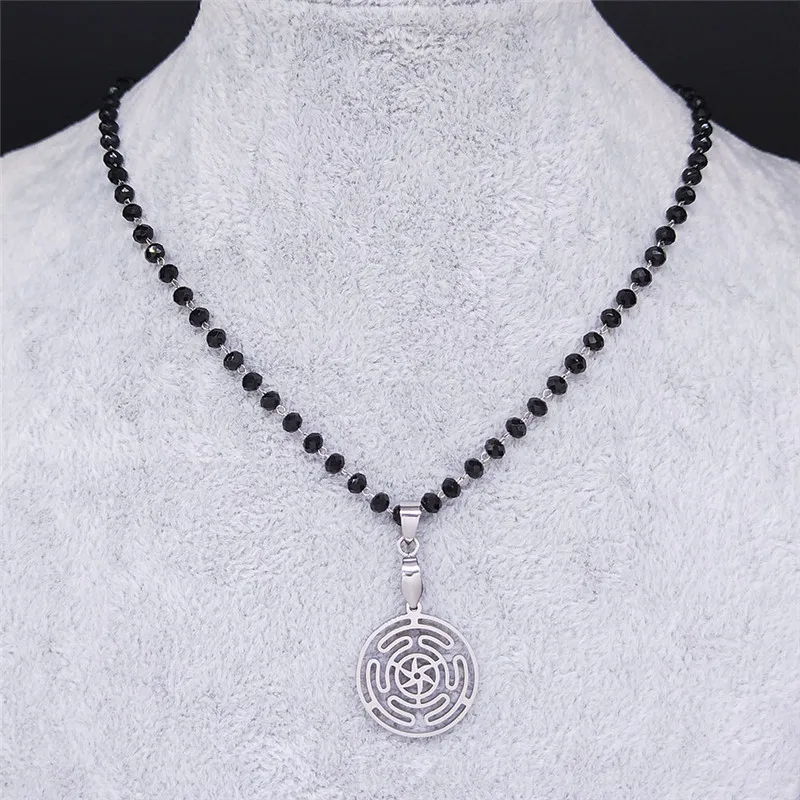 Hekate Wheel Stainless Steel Necklaces Pendants Strophalos Hecate Magic Symbol Logo Charm PIN colier femme Jewelry N172502