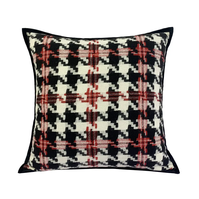 Luxury Swallow Gird Geometric Cushion Cover Holiday Party Joyful Red Black Color High Tasting Sofa Chair Warm Bedding