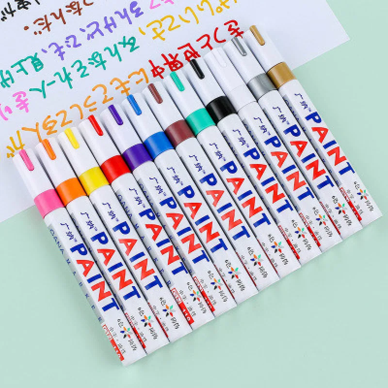 4Pcs ที่มีสีสัน Marker สีกันน้ำสีขาวยางล้อยางผ้าสีโลหะ12สีสีปากกามาร์คเกอร์