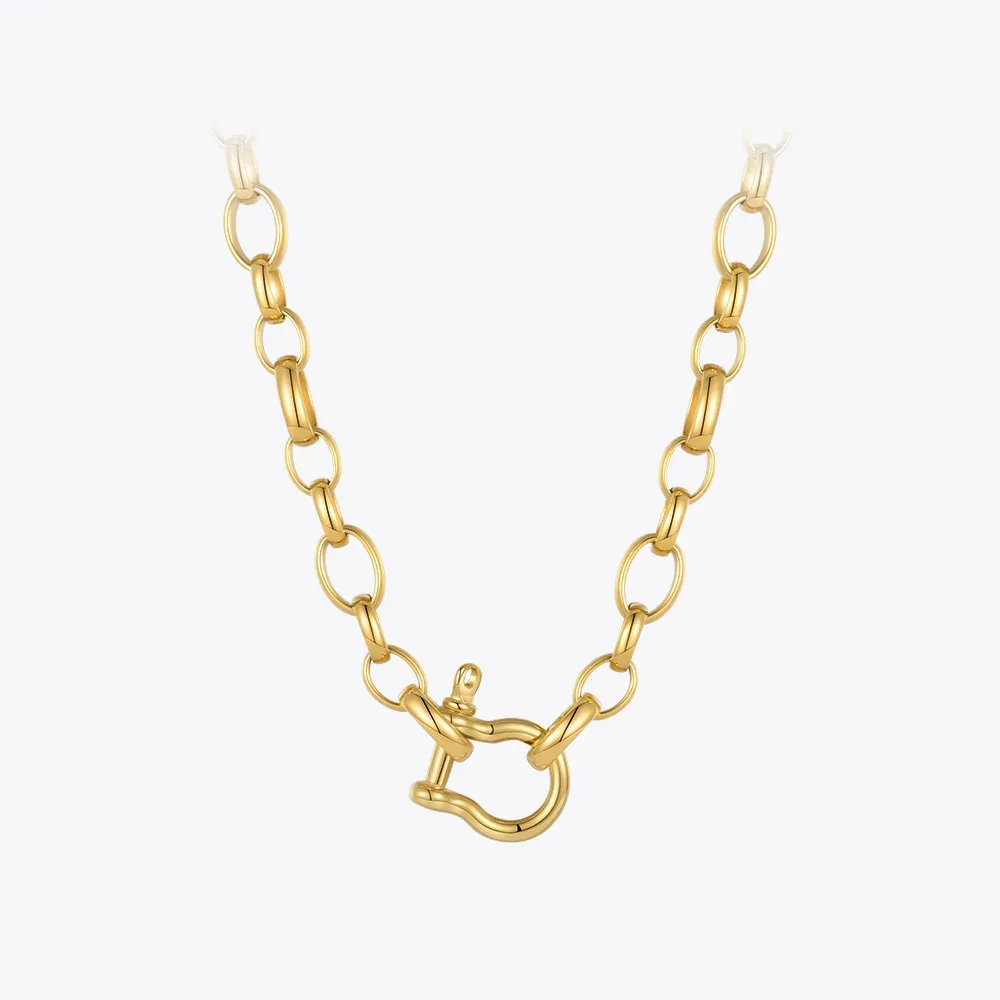 ENFASHION Punk Lock Necklace For Women Stainless Steel Hook Choker Necklaces Gold Color Fashion Jewelry Collier Femme P213233