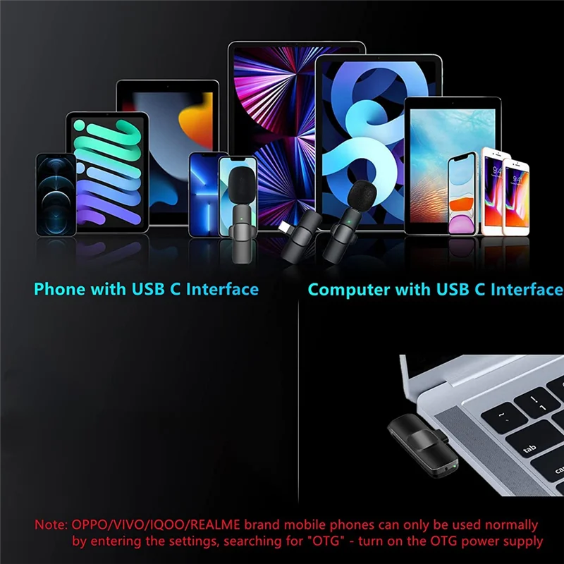 ラベリアワイヤレスマイク,USB-Cプラグアンドプレイ,ノイズリダクション,自動同期,ラペルマイク,ライブブロードキャスト,vlogger,インタビュー