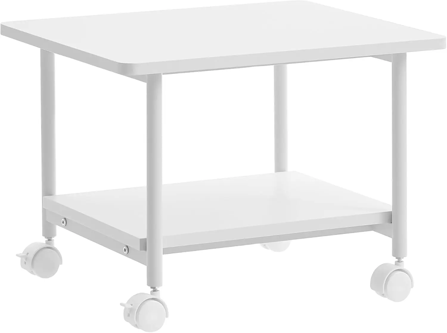 XMSJ Industrial Under Desk Printer Stand, 2-Tier Mobile Machine Cart With Shelf, Heavy Duty Storage Rack For Office And Home，whi