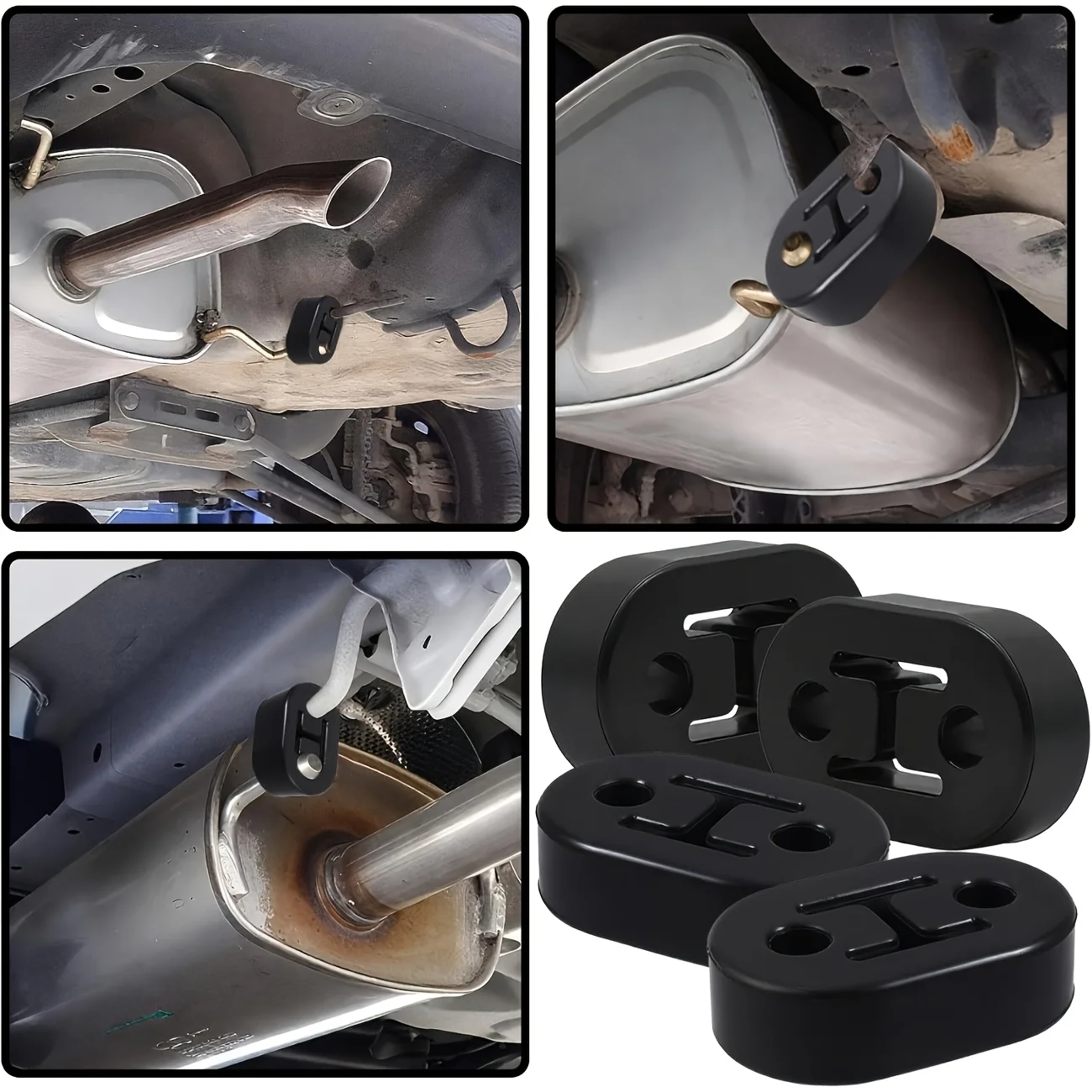2Pcs Universal Rubber Exhaust Hanger Bracket, 2 Holes Shock Absorbing Muffler Mount for Car Van Truck Exhaust Pipe Hanger