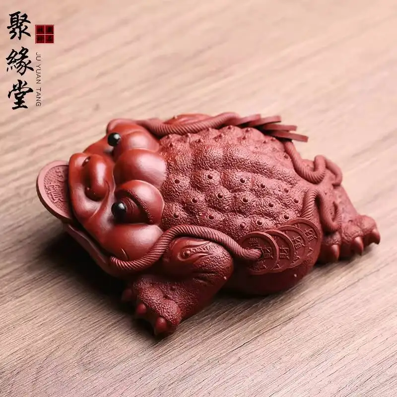 Yixing Original Mineral Purple Sand Pet Ornaments Three-Legged Golden Toad To Attract Wealth Famous Handmade Boutique Can Raise