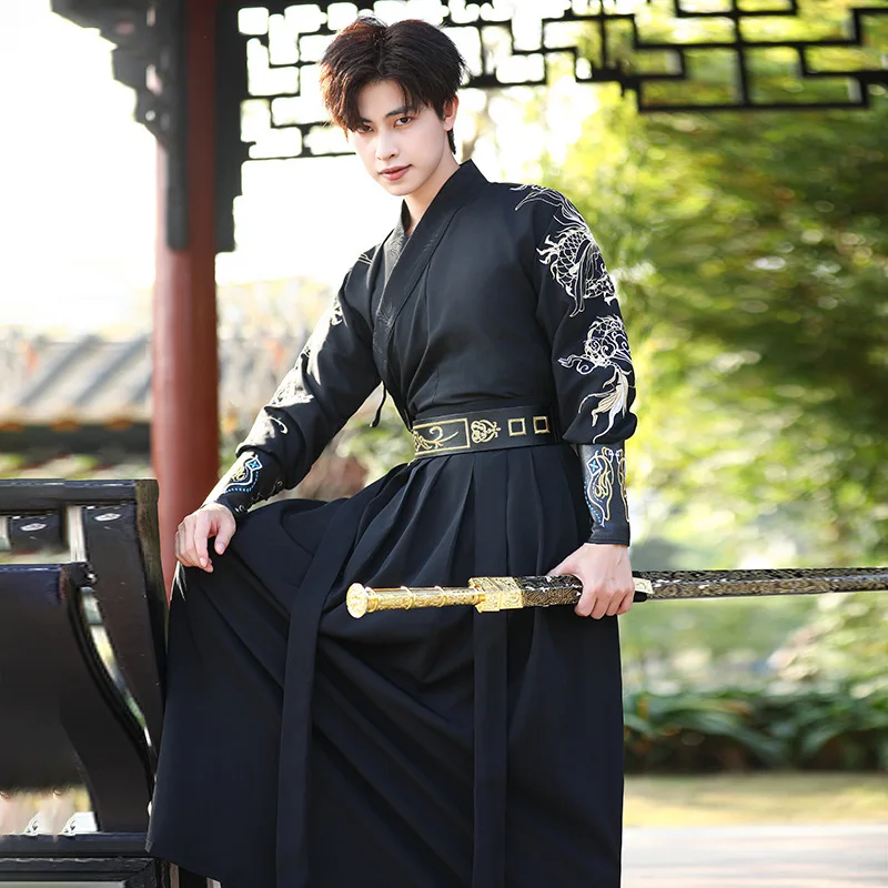 

Китайский оригинальный костюм фехтовальщика для косплея Hanfu, восточный костюм Тан, платье, халаты, японский самурайский народный фехтовальщик, платье Hanfu