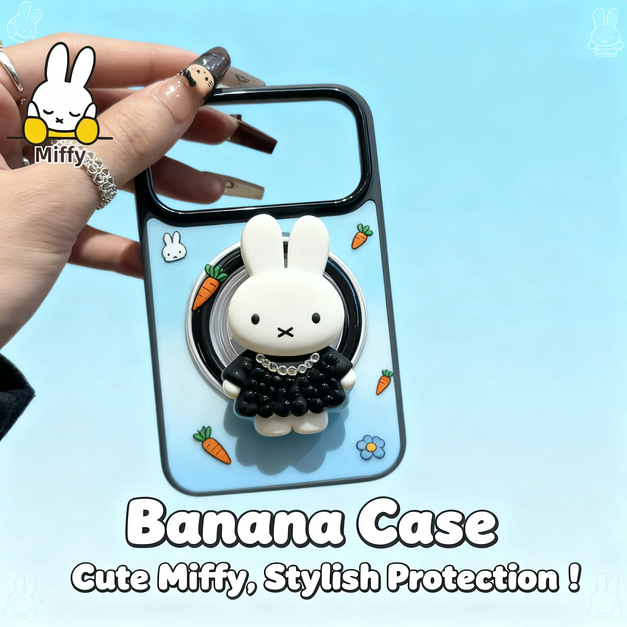 

Kawaii Miffy Magnetic Rice Krispies Tower Phone Stand Fun Point Compatible with MagSafe Desktop Stands