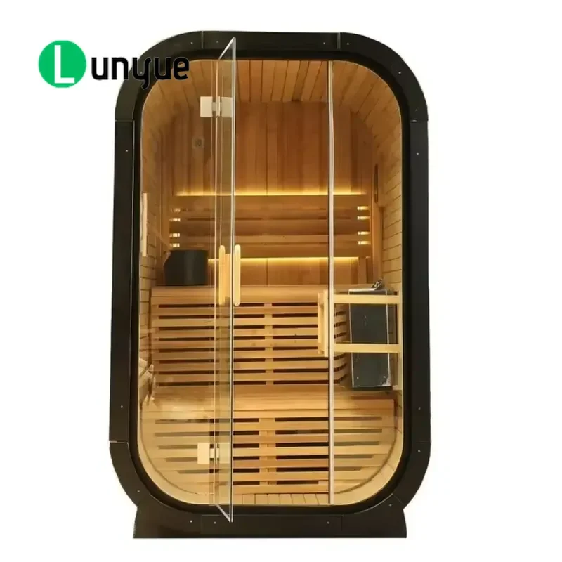 Mini Solid Wood Wet Steam Sauna for 2 People Modern Design with Control Panel Home Spa Relaxation Compact Size Easy