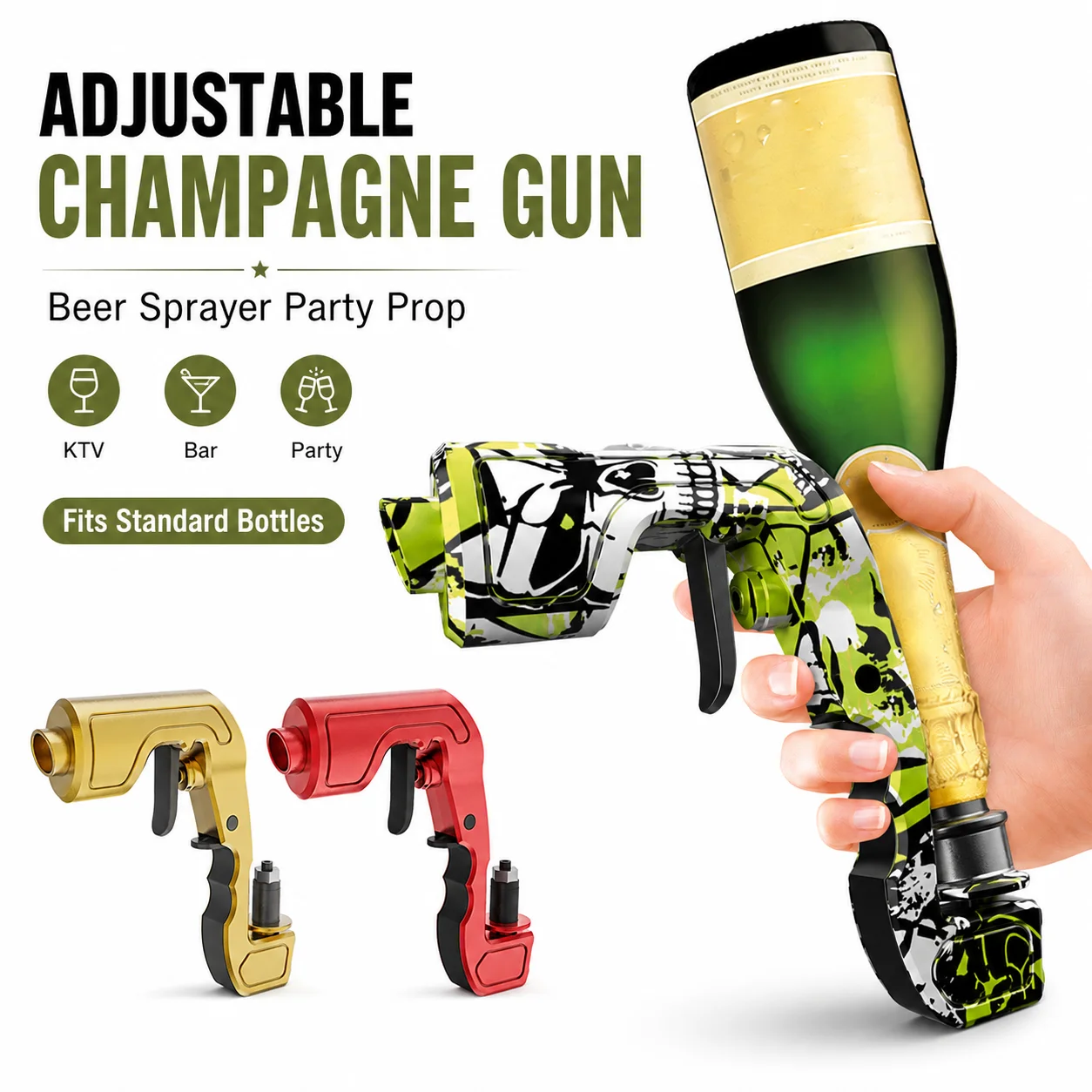 Adjustable Champagne Gun Shooter Beer Dispenser Bottle Stopper Alcohol Squirt Gun For Nightclub Wedding Party Prop