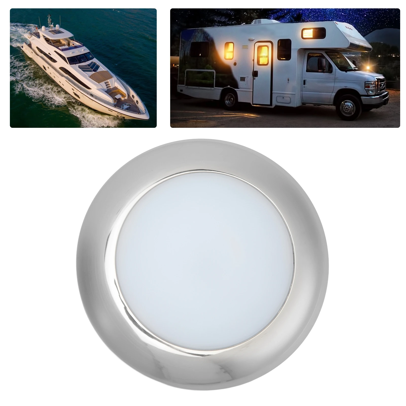 152mm 12V Ultra Slim LED Dome Light IP66 Waterproof Surface Mount for Marine Yacht RV Motorhome
