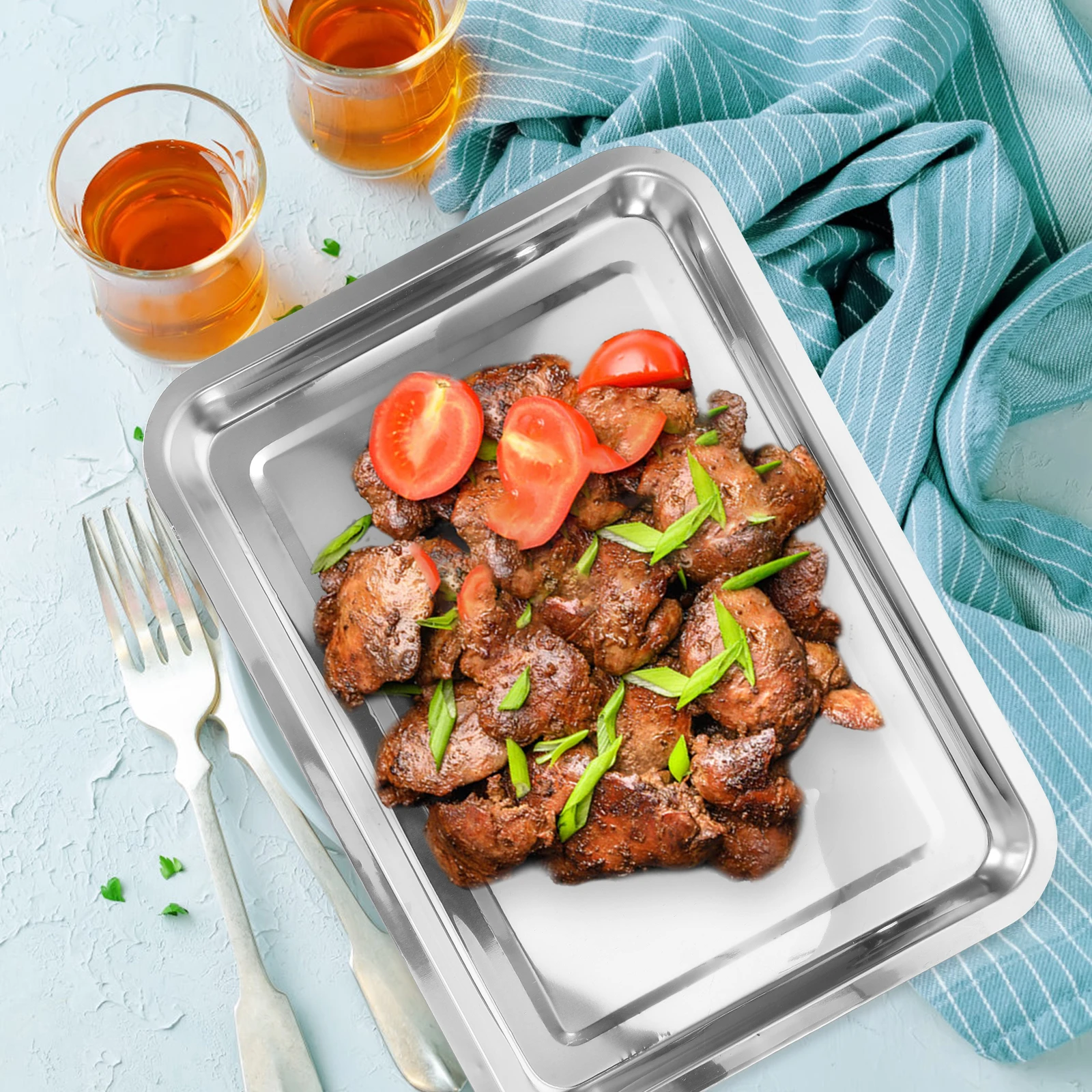 

Stainless Steel Grill Plate 36X27X2Cm Reusable Dish Drying Tray Dishwasher Safe Non Rust Easy Clean Lightweight Kitchen Pan