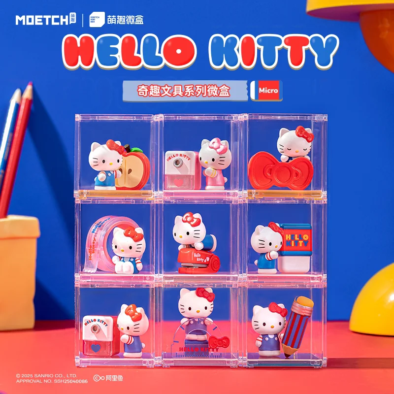 

Sanrio Hello Kitty Stationery Micro Box Kitty Stapler Protractor Pencil Sharpener Blind Box Figure Toy Collectible Gift for Kids