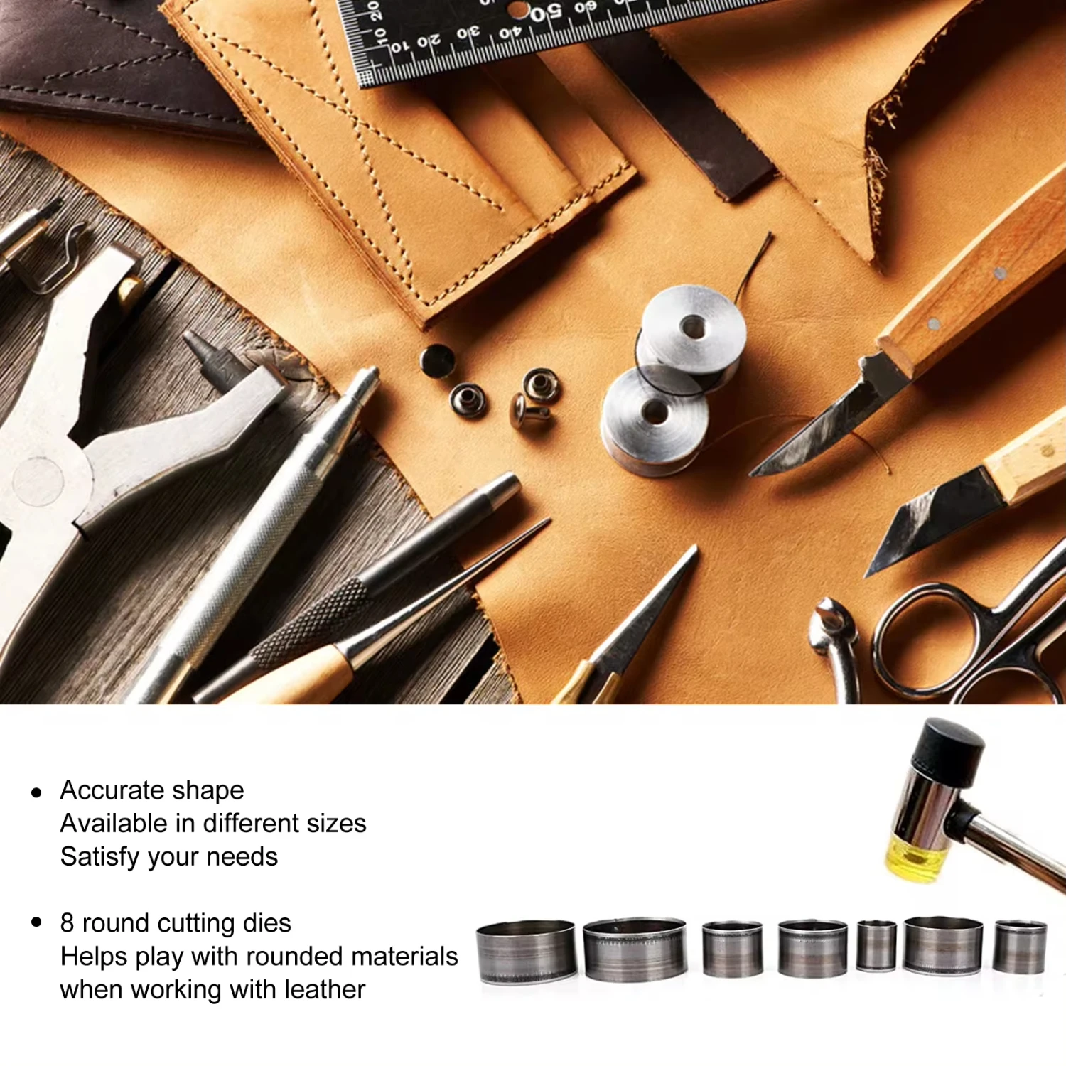 Alloy Steel Leather Punching Tools Set 25-60mm Die Set