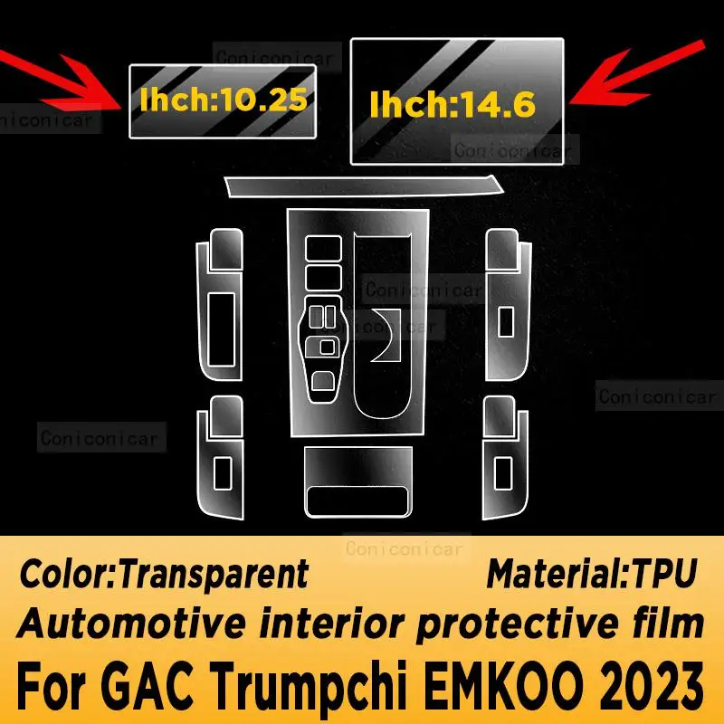 For GAC Trumpchi EMKOO 2023 Gearbox Panel Navigation Screen Automotive Interior TPU Protective Film Cover Anti-Scratch Sticker