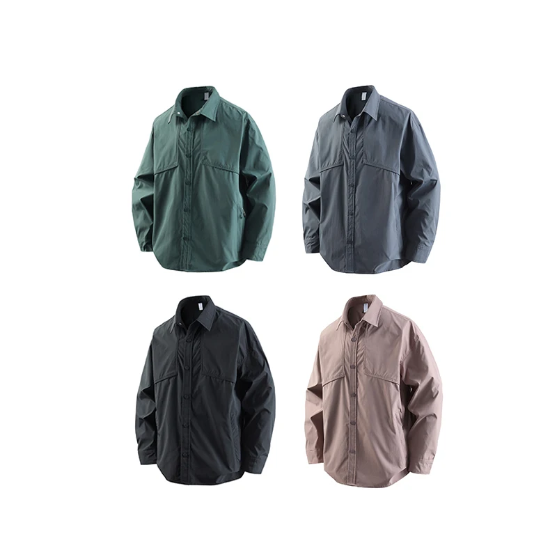 

Outdoor Lightweight Casual Long Sve irt Stand Collar Loose Fit Spring Autumn Versatile Workwear Sle Mountain Series