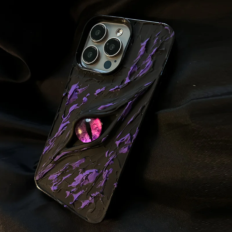 INS personality Dark Purple Eyes iPhone 15 case iphone 14promax Advanced 13 internet celebrity 12Pro niche 13Pro tripping 11