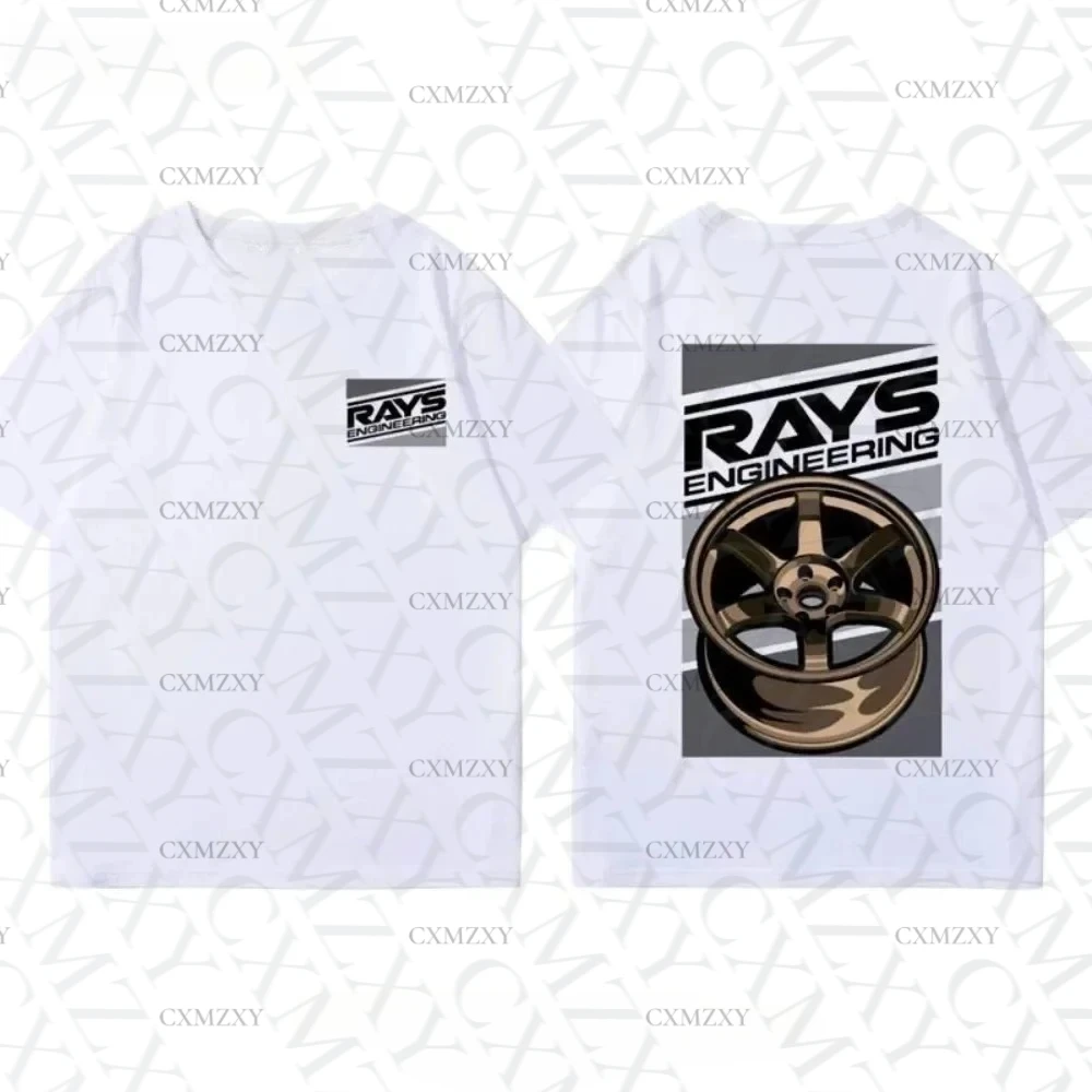 

Японский автомобиль, модифицированный обод TE37, ступица колеса, модифицированный автомобиль JDM, футболка с короткими рукавами, мужской и женский хлопковый топ с половиной рукавов