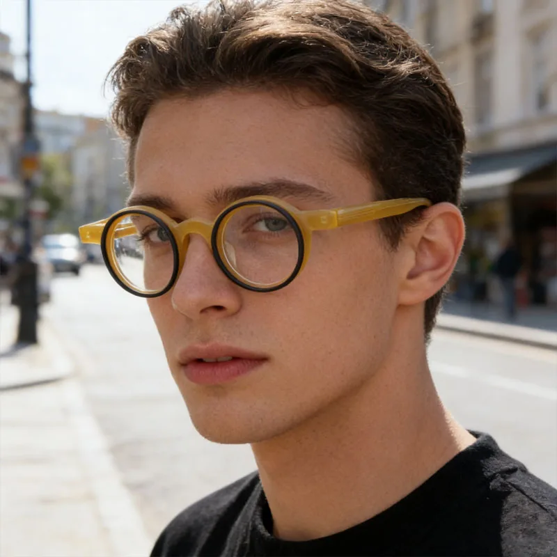 KSVEREN New Round Reading Glasses for Men Personalized Prescription Glasses Fashion Eyeglasses Frame Women Presbyopic Glasses