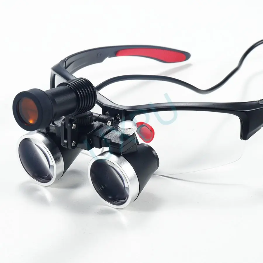 Dental Goggles Magnifying Glass, Medical Adjustable Magnifying Glass, Optical Glass Lens, 2.5X/3.5X,5W Led Light