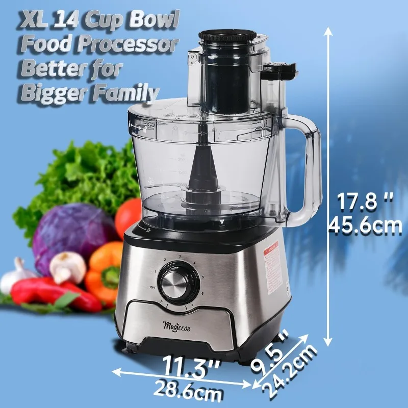 14-Cup French-Fry-Cutter Storage-Drawer Food-Processor -XL Bowl, Large Chute & Storage Drawer, Slicing & Shredding, Chopping