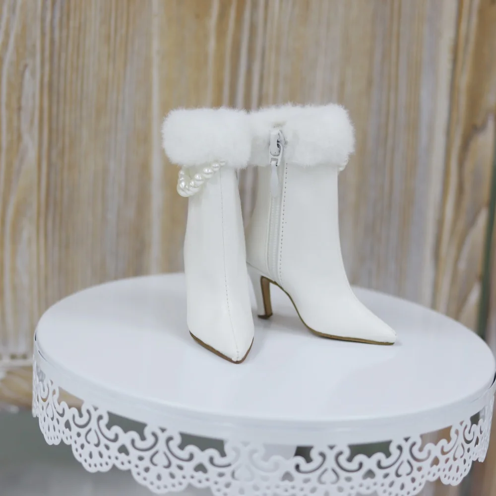 

Кукольная обувь BJD, игрушки для девочек, белая, черная, матовая кожа, элегантные простые ботильоны 1/3, острый носок, высокие каблуки, подарки, аксессуары для кукол