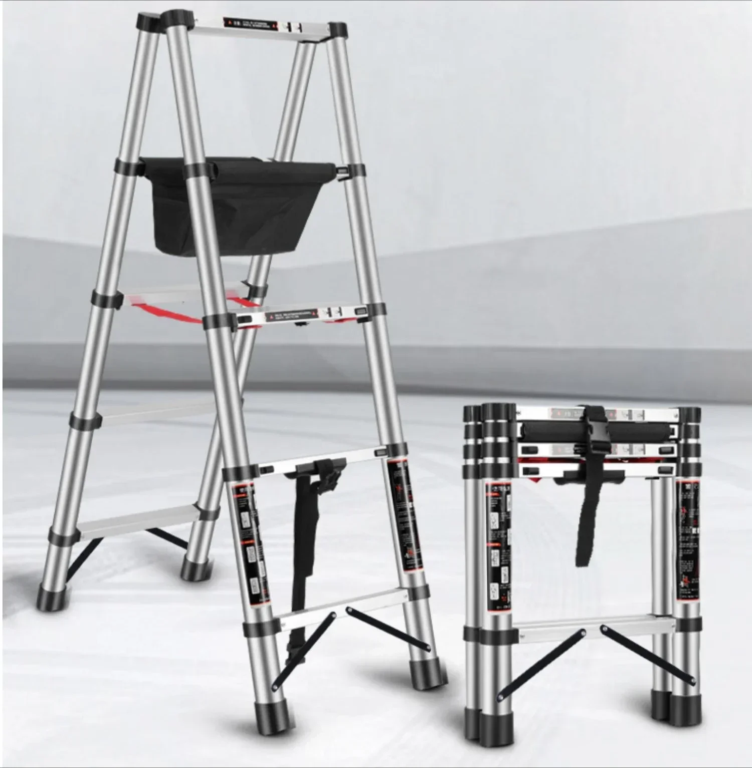 Herringbone Ladder Walking Household Folding And Telescopic Aluminum Alloy Thickened Engineering Lifting Woodworking Ladder