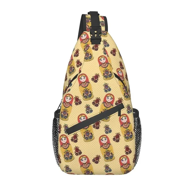 

Russian Nesting Dolls Crossbody Sling Backpack Men Matryoshka Babushka Folk Art Shoulder Chest Bag for Cycling Camping Daypack