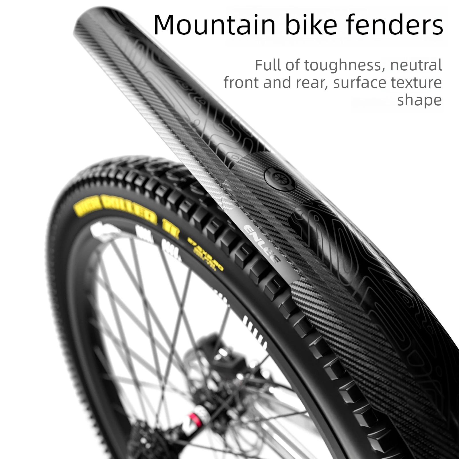 ENLEE Mountain Bike Fenders, Downhill Bikes, Elongated and Widened Rain Benders, Carbon Fiber Grain, Front and Rear