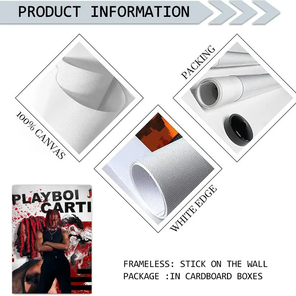 الراب P_Playboi C_Carti اللوحة الخط الكتان قماش المشارك جدار يطبع لغرفة المعيشة غرفة نوم مكتب ديكور المنزل #6