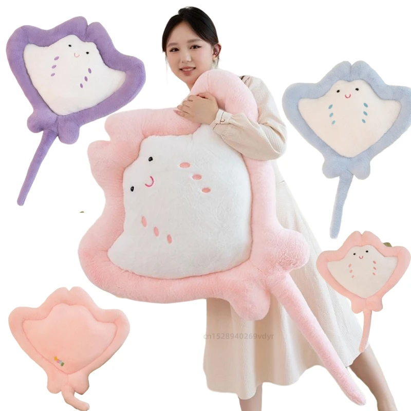 New 50-120cm Kawaii Manta Ray Stuffed Fish  Toys Japanese Ray Doll Pillow Soft Toy Sofa Cushion Sleeping Christmas Gift for Baby