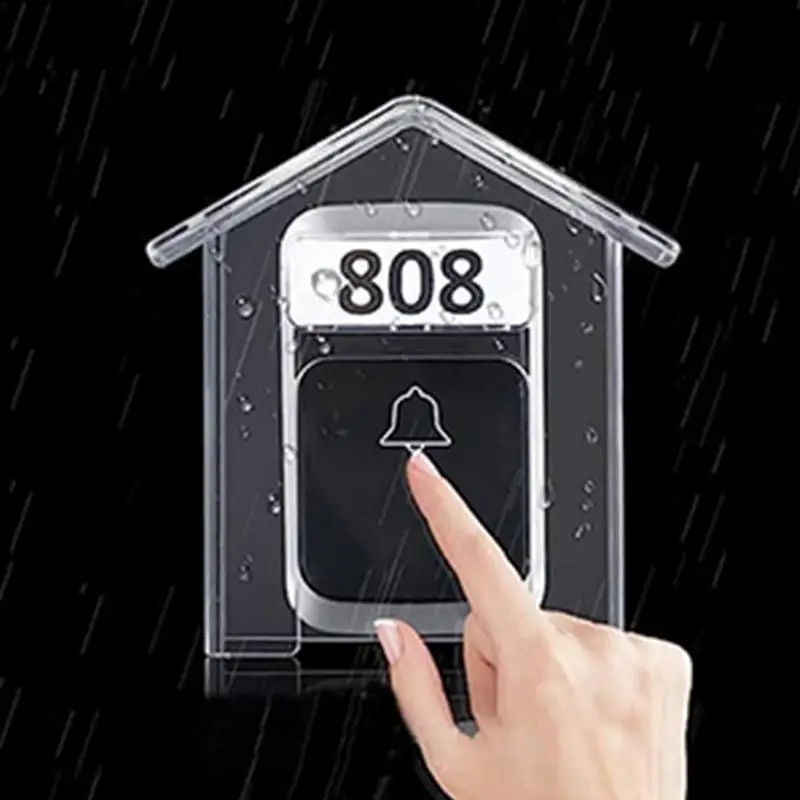 Door Bell Covers House Shape Transparent Rain Cover Weather Proof Rain Shield For Door Locks Door Knobs Universal Protector For