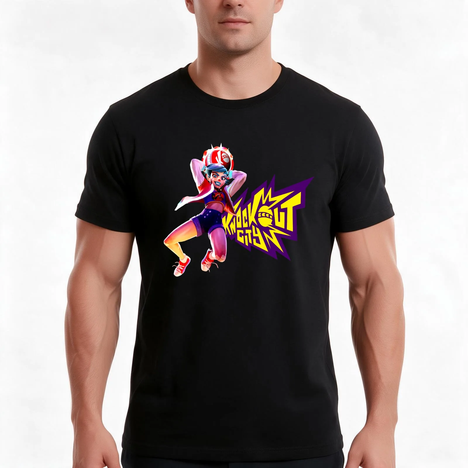 Knockout City Essential T-Shirt Summer Casual Cotton Tee Oversized Streetwear Tops Vintage Graphic Print Unisex Men Women