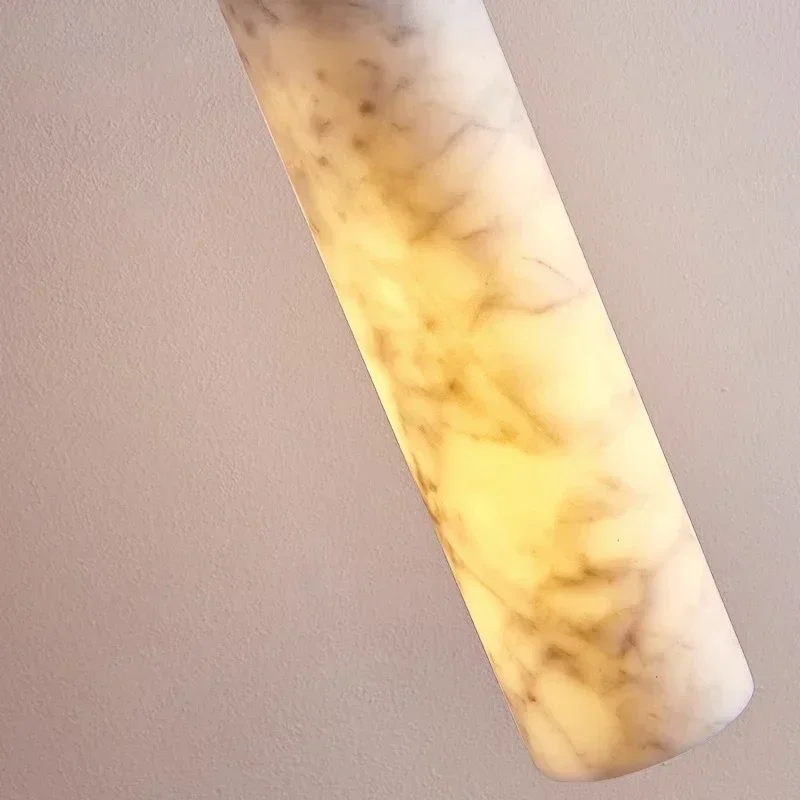 Spanish Marble Pendant Light Luxury Natural Veins Stone Copper Suspension Luminaire for Dining Kitchen Bar Bedside Hanging Lamp - view 5