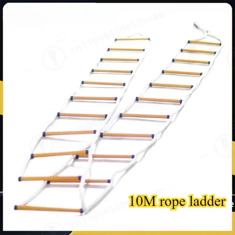 10m Fireproof Rope Ladder With 2 Carabiners For Home Tree Use Load Capacity Up To 200kg