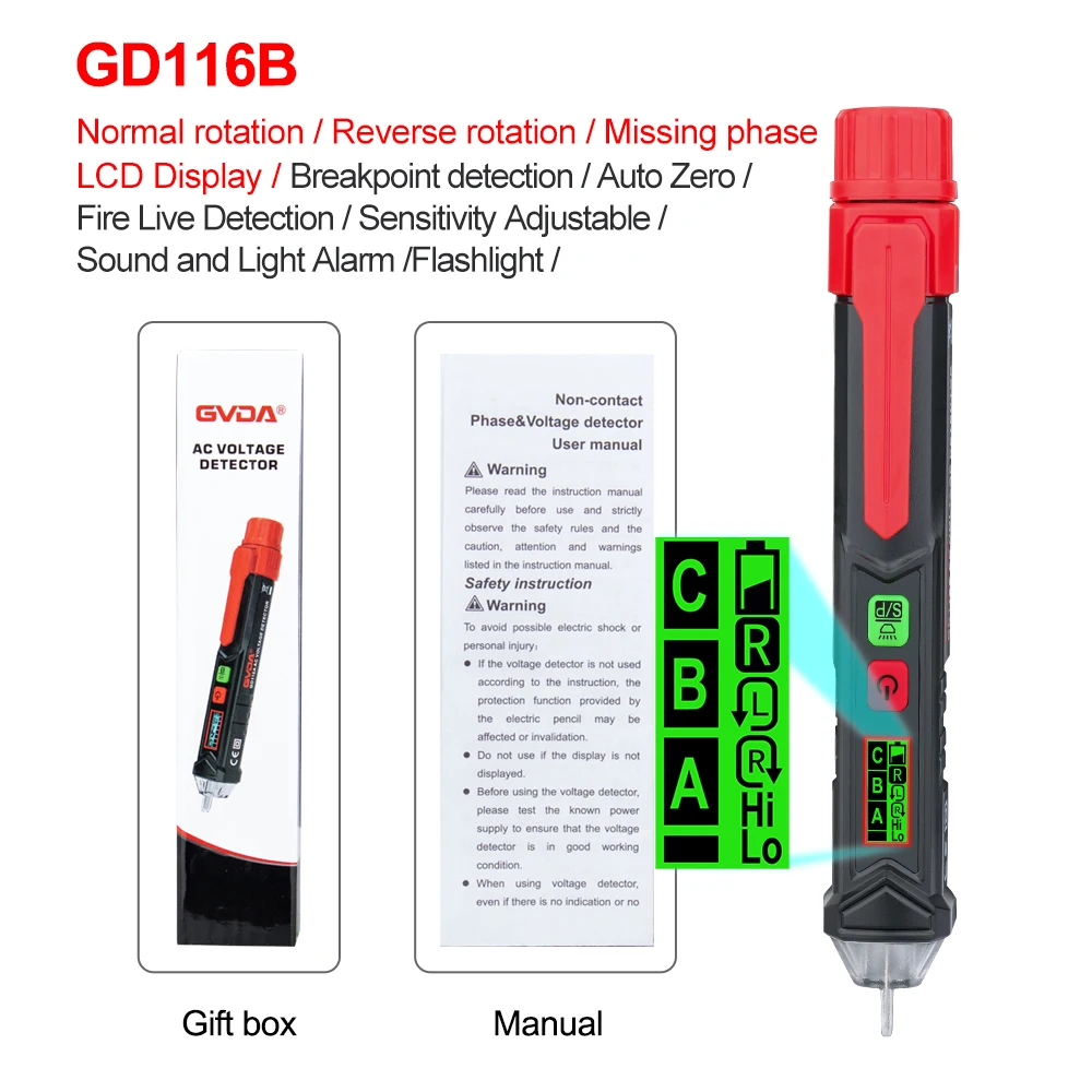 GVDA Electric Pen Smart Breakpoints Finder Circuit Checking Pencil Non-Contact Voltage Tester 12 to 1000V AC Voltage Detector
