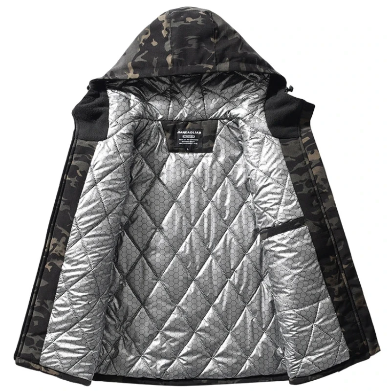 سترات شتوية سترات تكتيكية للتدفئة سترة قتالية عسكرية معاطف دافئة بقلنسوة سترة واقية متعددة حدبة ملابس مموهة حرارية