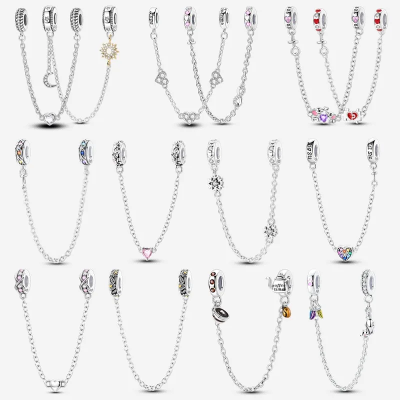 Suitable for 925 original bracelet, 925 silver safety chain series, coffee charm beads, women's 925 jewelry 2025