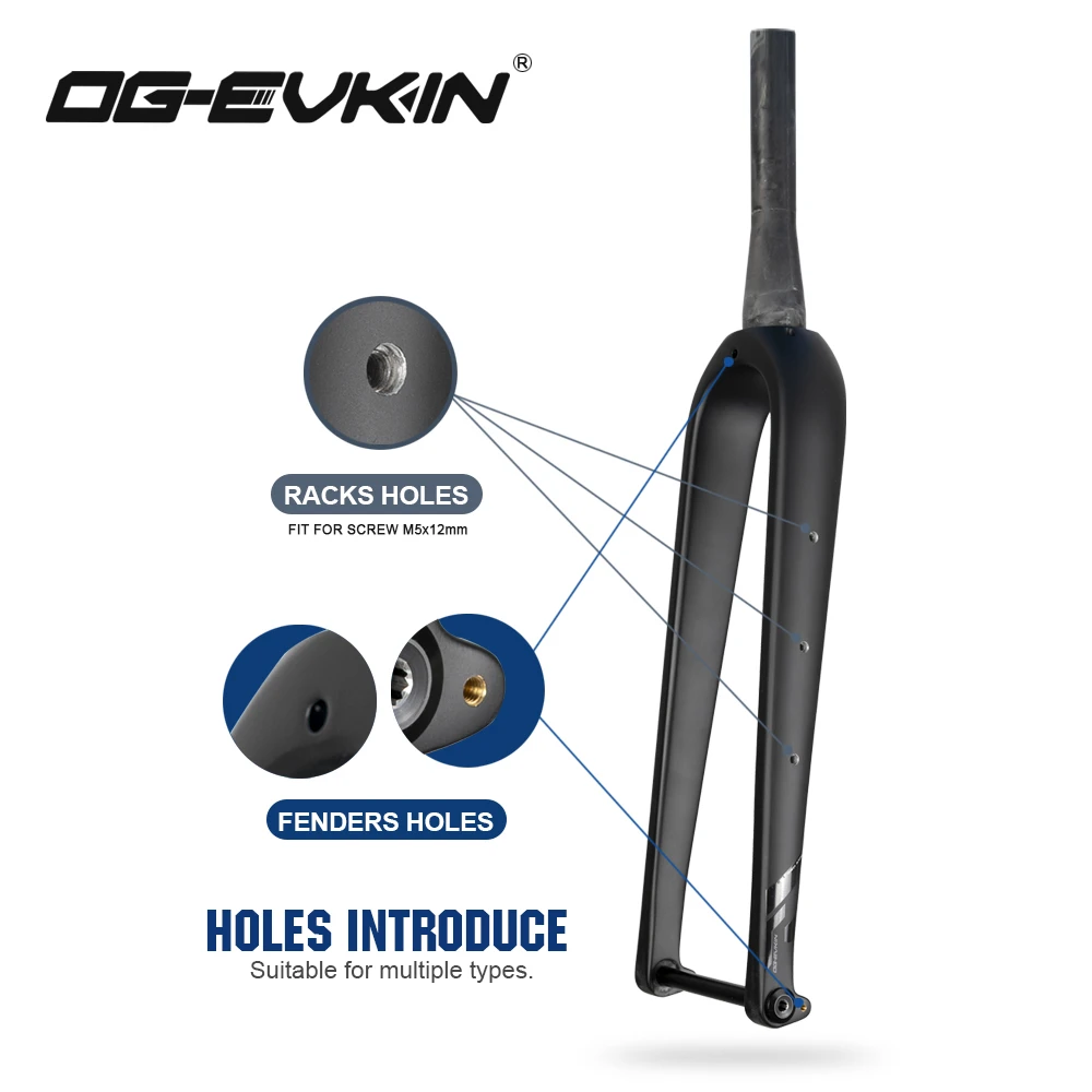 FK010 Carbon Gravel Fork Disc Brake 700C 12x100 Thru-Axle Hidden Internal Cable Tapered Tube