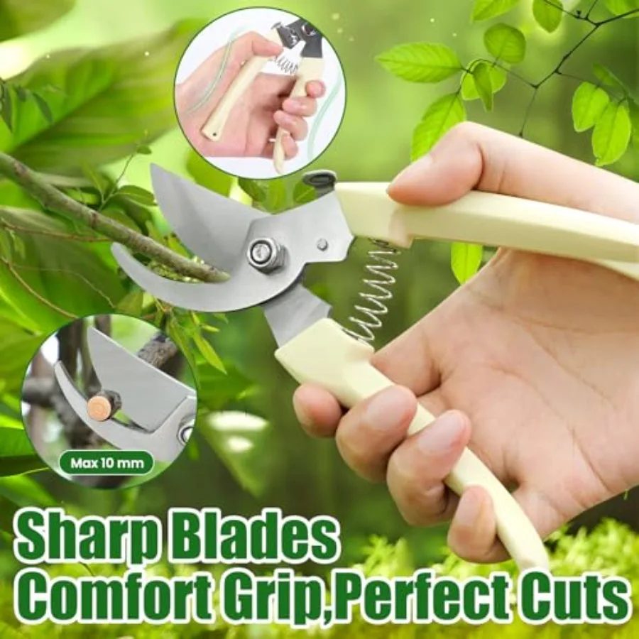 Tijeras de podar afiladas de acero inoxidable, tijeras de jardín de derivación y cortaúñas para recortar ramas, cortaúñas de jardín para