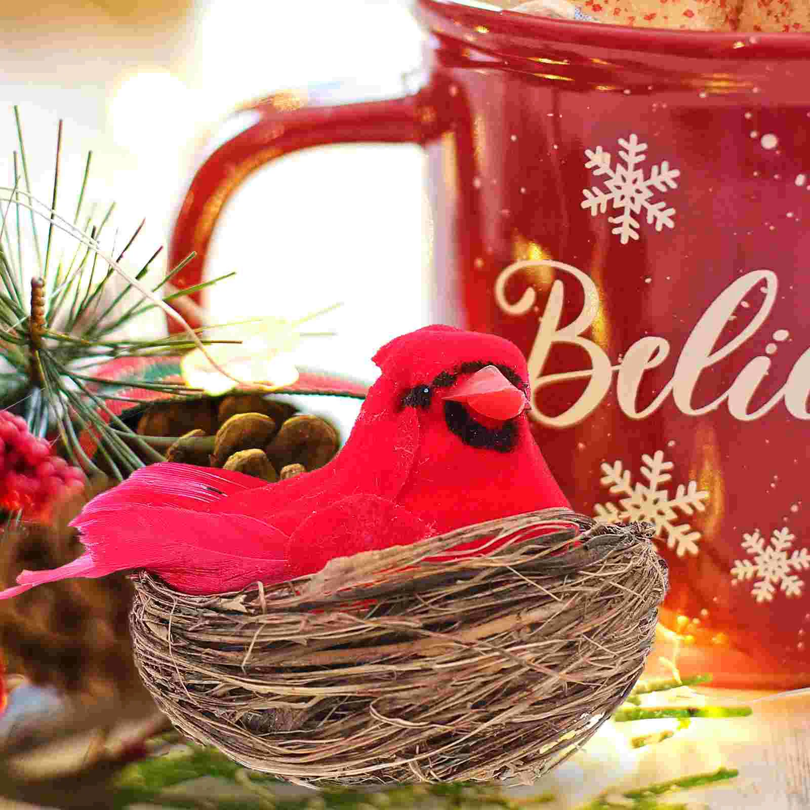 Christmas Decoration Bird Natural Flavor Cardinal Ornaments Fake Outdoor Lifelike Birds Foam