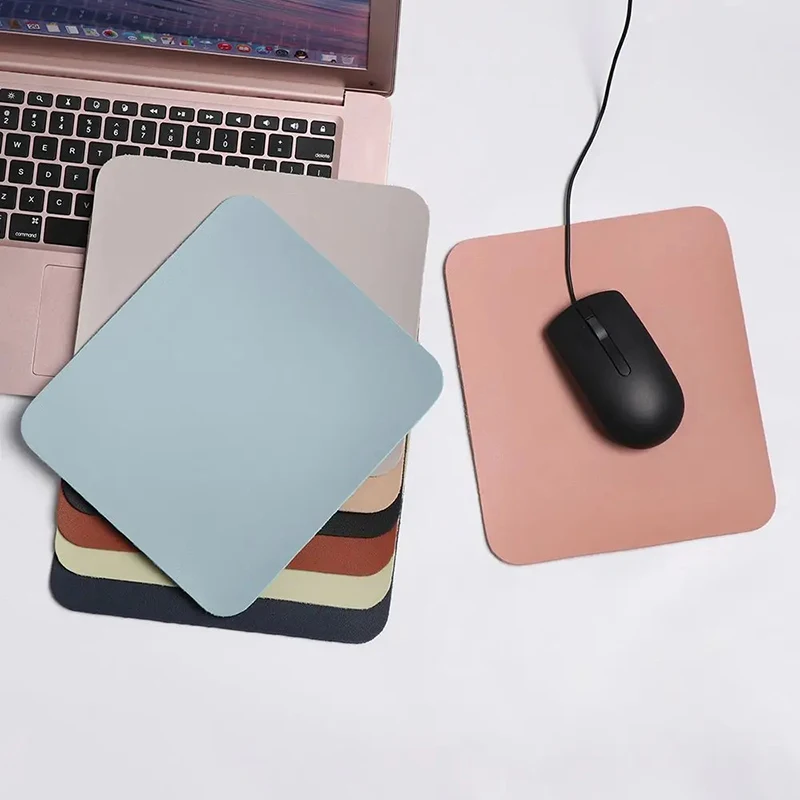 Solid Color PU Mouse Pad Non-Slip Gaming Desktop Leather Mouse Pad Waterproof Anti-Scratch Easy To Clean Mat For Laptops Desktop