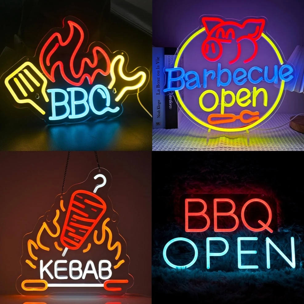 

BBQ Kebab Neon Led Sign USB Powered Barbecues Neon Lights Logo Lamps for Room Decor Barbecue Party Shop Bar Art Wall Lamp
