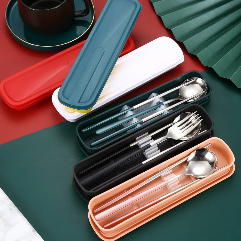 1pc Solid Color Cutlery Box Empty Box Student Portable Tableware Box Chopsticks Spoons Forks Box Outdoor Tableware Storage Box