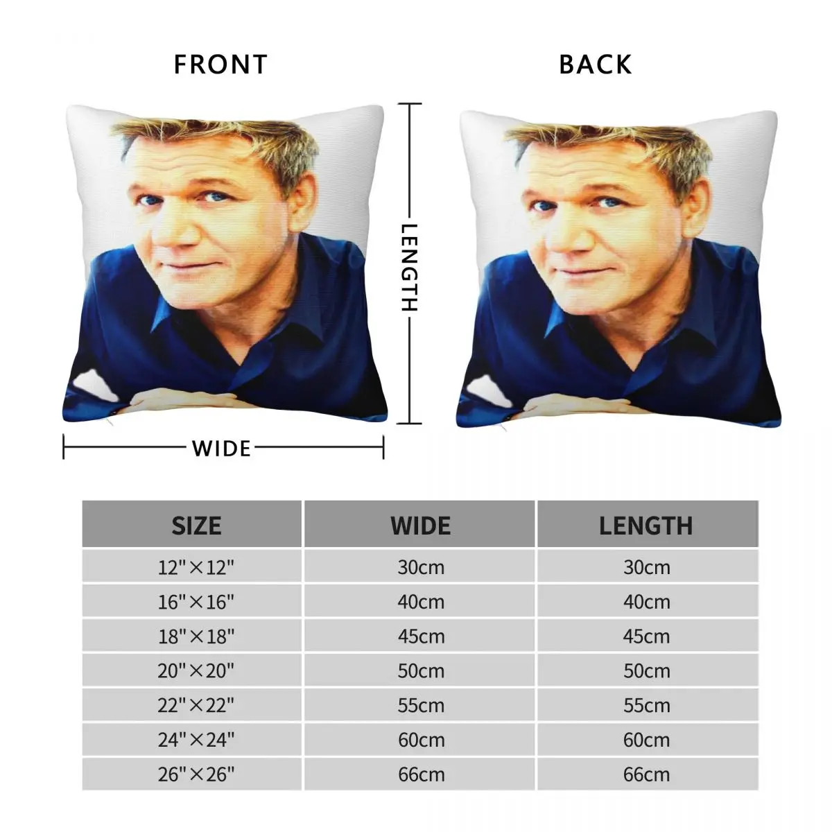 Gordon Ramsay Square Pillowcase Polyester Linen Velvet Pattern Zip Decor Pillow Case Sofa Seater Cushion Cover Wholesale