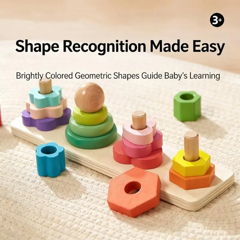 Giocattolo impilabile e sicuro con forma geometrica in legno, progettato per sicurezza dei bambini e il gioco educativo 24BE