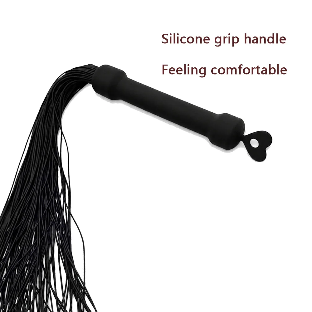 Silicone BDSM Flogger Whip - Soft Full Silicone Tails with Heart Handle for Couples Spanking Play view 6