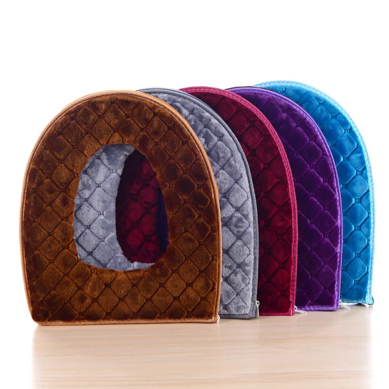 1pc Autumn and Winter Long Plush Toilet Seat Cushion Household Thick Toilet Seat Cushion Washable Toilet Seat Gasket