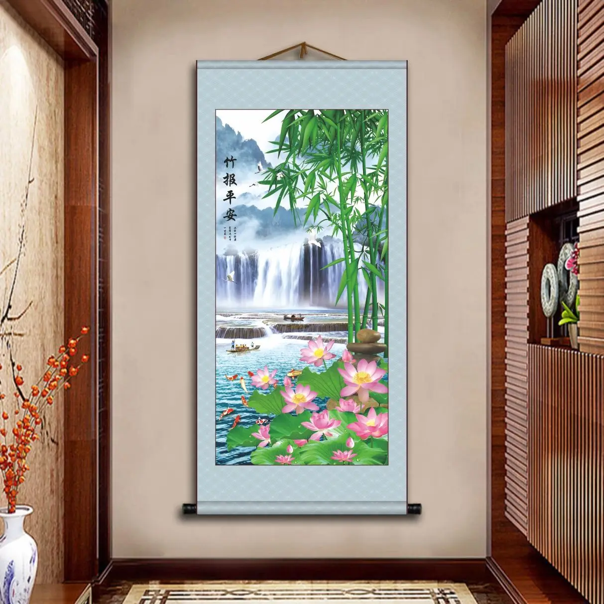 Chinese painting, living room decoration, feng shui painting, landscape painting, relying on mountains to attract wealth