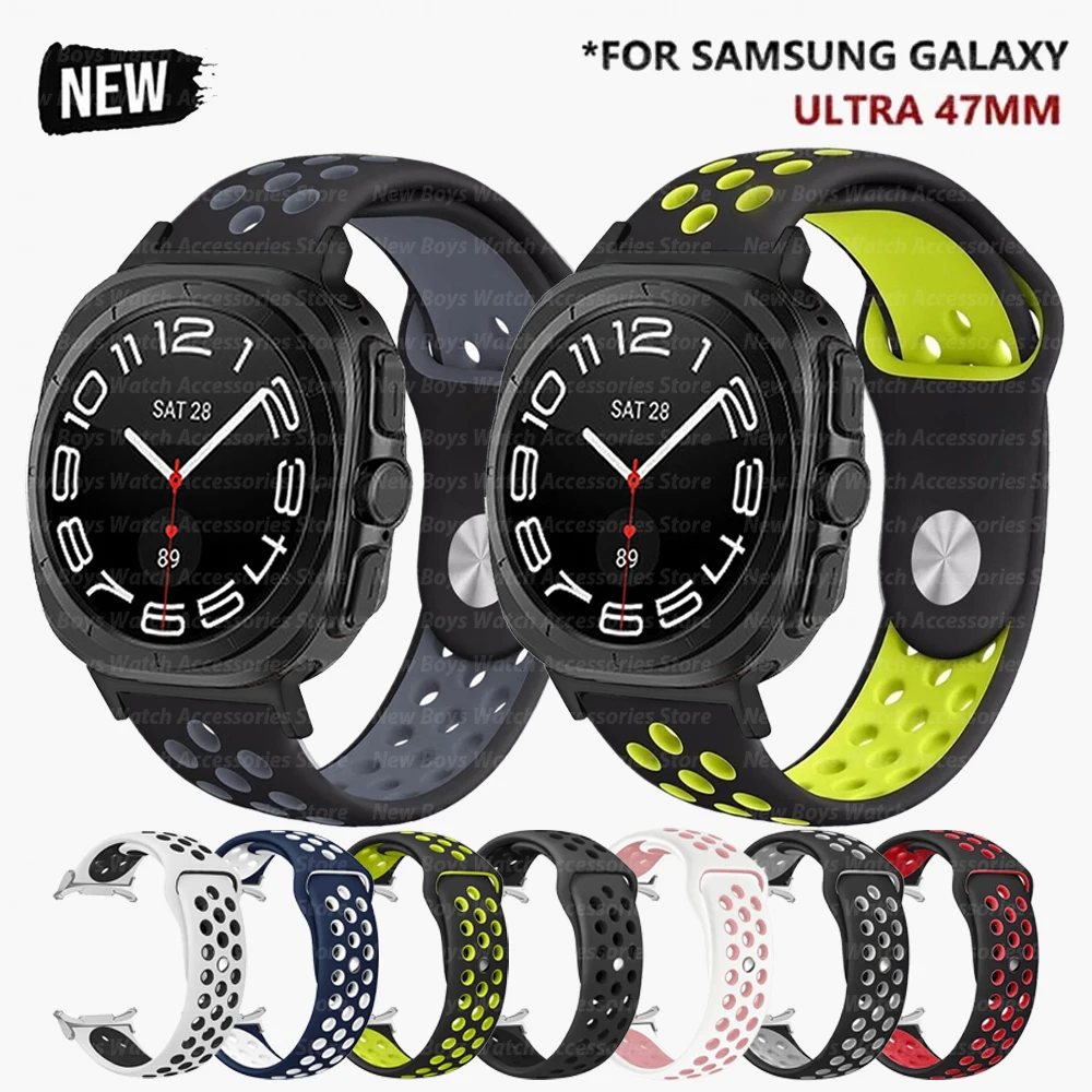 Ремешок из мягкого силикона для Samsung Galaxy Watch Ultra 47 мм, Воздухопроницаемый спортивный браслет без зазора для Galaxy 47 мм Ultra, унисекс