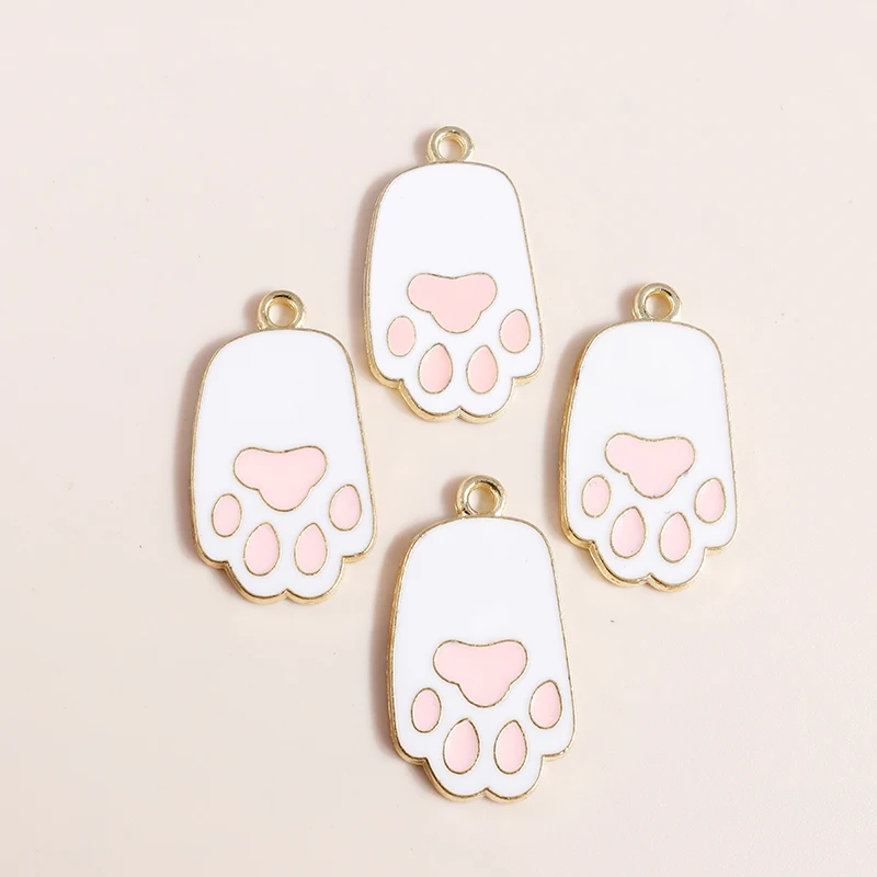 Leslie 10 Stück Kawaii Cartoon rosa Pfote Hundepfote Anhänger Charms für handgemachte DIY Ohrringe Armbänder Schmuckherstellung Zubehör – Detail 6