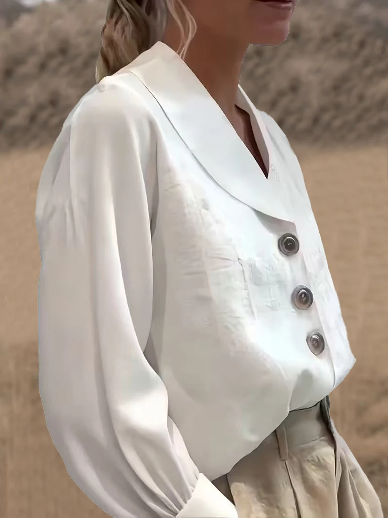 مزاجه فضفاض امرأة قميص أزياء عارضة بلوزة أنيقة طويلة الأكمام امرأة قميص عطلة نهاية الأسبوع الأعلى